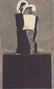 Dos hombres con nimbo de Egon Schiele